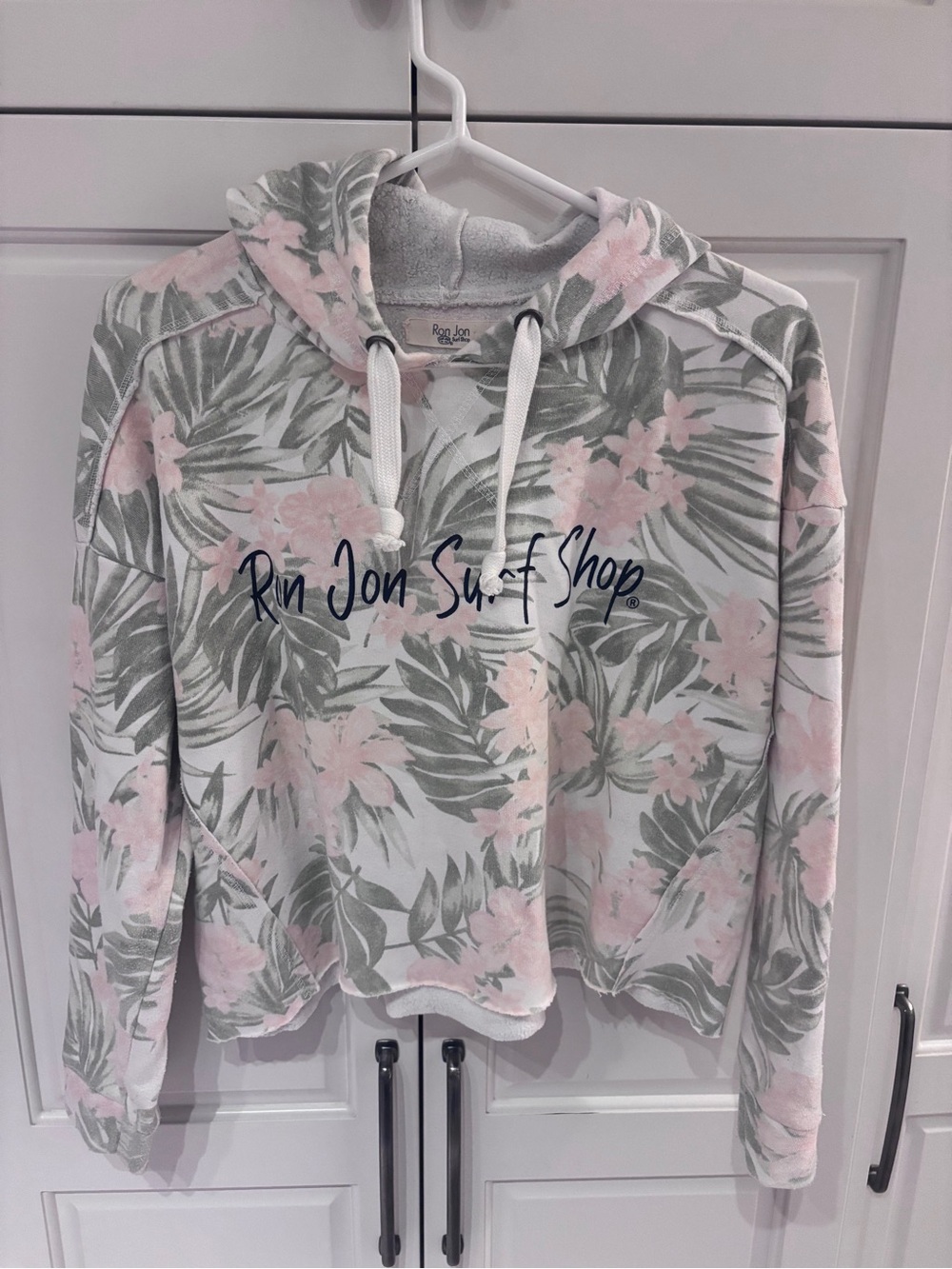 Ron Jon Pink and Sage Tropical Floral Hoodie small